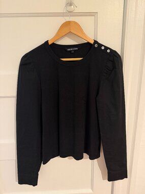Veronica Beard Women Long Sleeve Shirt with Puff Sleeve, Ribbed Knit
